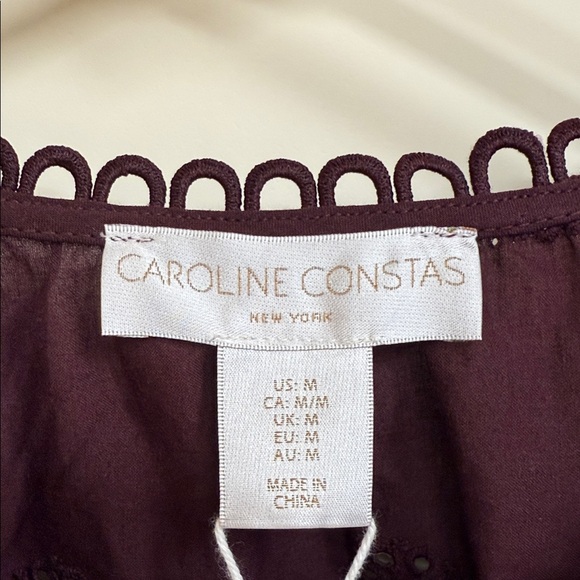 Caroline Constas Burgundy Eyelet Blouse - Picture 2 of 15